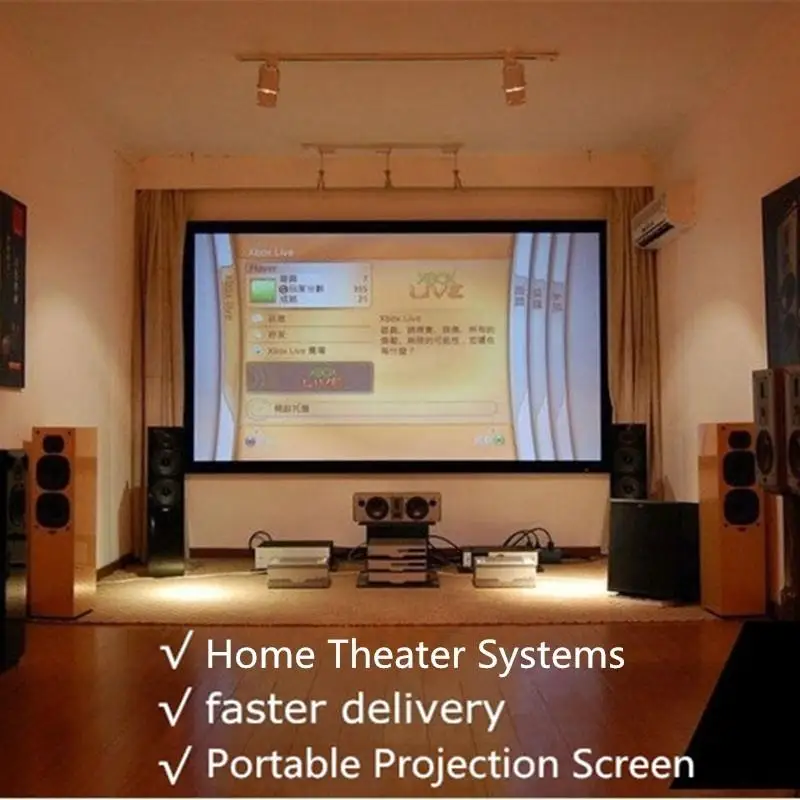 120 дюймов проекционный экран кино экран школьный домашний проекционный занавес мягкий портативный 16:9 проектор аксессуары видео проекция