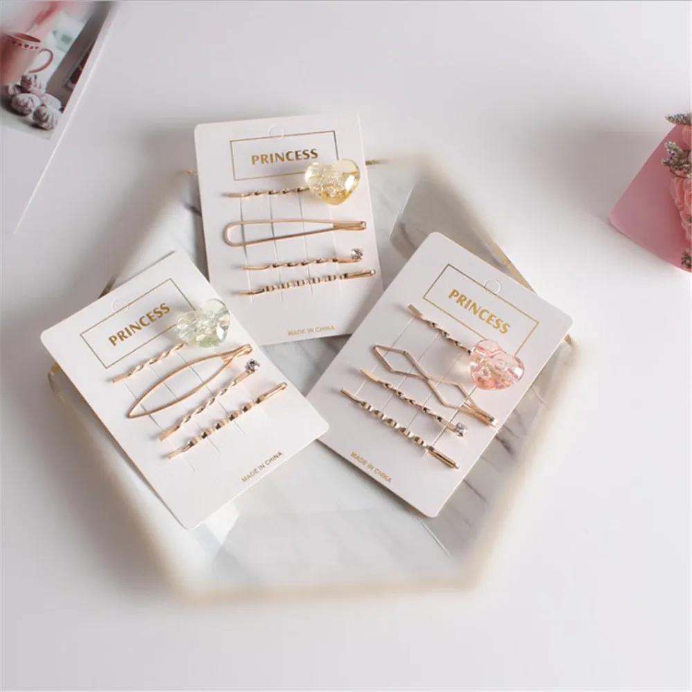 

4PCS/SET Women Fashion Korean Crystal Rhinestone Hair Clip Headwear Bobby Pin Barrette Metal Hairpin Accessories New Arrive