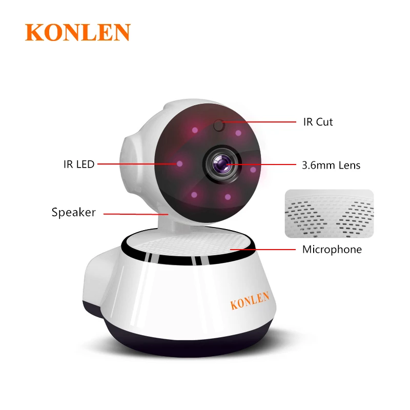 KONLEN Wi Fi безопасности сети IP камера видео CCTV Мини Беспроводная панорамная наклона