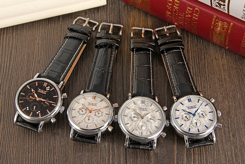 Мужские механические часы JARAGAR наручные с синими стрелками для даты|horloge heren|horloge