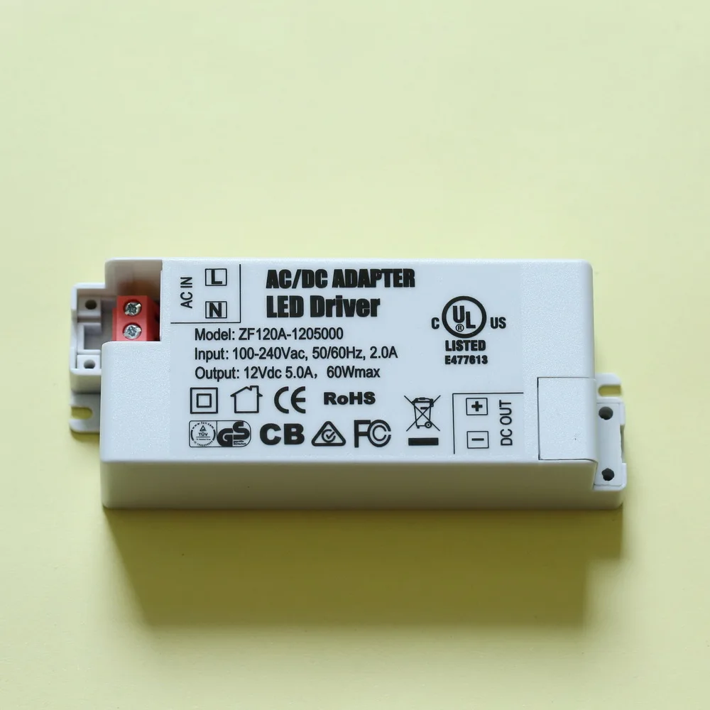 100 шт./лот UL CE FCC SAA GS CB сертификат 12V5A 60 Вт светодиодный драйвер|driver led|driver led 60wlot lot |