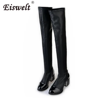 

EISWELT Women Boots Autumn and Winter Long Tube Women's Shoes Over Knee Ladies Boots Pointed Knight Fashion Elastic Boots