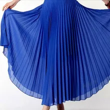 Новинка, Женская длинная юбка с высокой талией, однотонная плиссированная юбка, модные женские богемные юбки, шифоновые женские длинные юбки, Faldas Saias