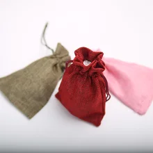 (13x18cm) 100PCS Linen Jute Drawstring Bags Gift Package Bags Natural Burlap Bags Candy Jewelry Wedding Reusable Drawstring