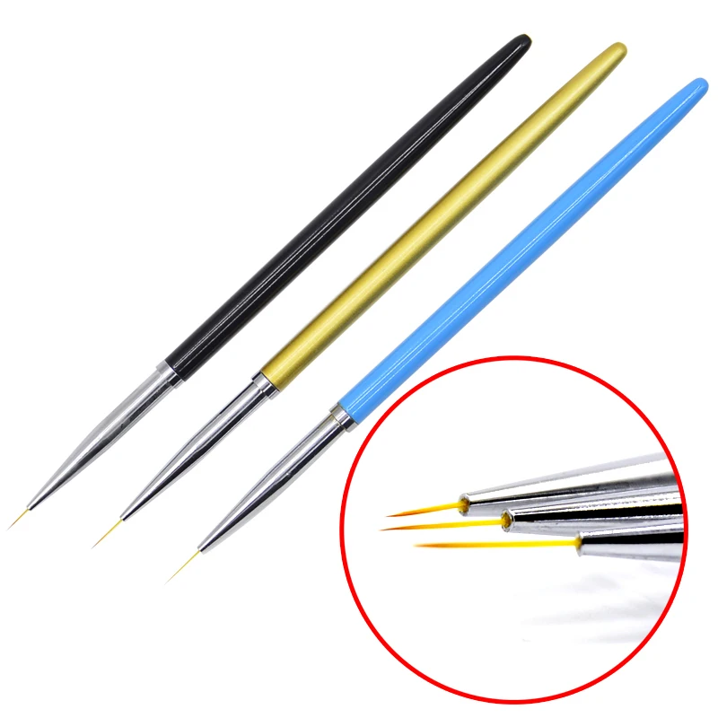 

YWK 3Pcs Nail Brush Set Painting Liner Pen Brushes Kits DIY Manicure Nail Art Tools