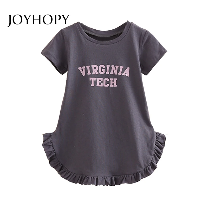 Новая модная детская одежда для девочек, одежда для маленьких детей, хлопковое летнее платье с оборками и буквенным принтом, милое платье для девочек