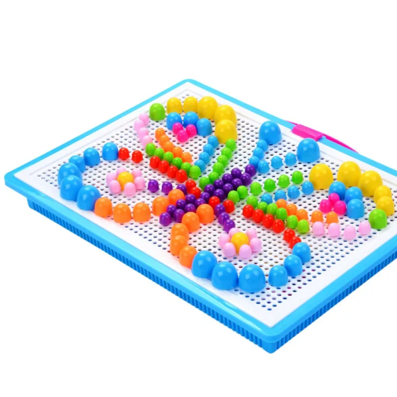 

DIY 3D Puzzle Toys 296 Pieces Mushroom Nails Baby Plastic Early Educational Kids Toys Creative Mosaic Kit Interactive Plaything