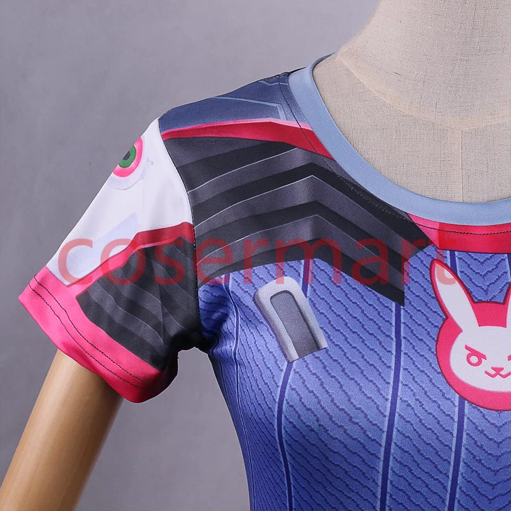 Cos D.va Hot Game OW T-shirts Cosplay Dva Tee Short Sleeve Woman Adult 3D Print Halloween Party Prop (4)