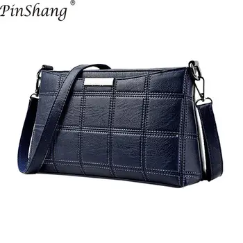 

PinShang Simple Stylish Lattice Single Shoulder Bag Elegant Women's Zipper Handbags Fashion Soft Leather Messenger Bag ZK40