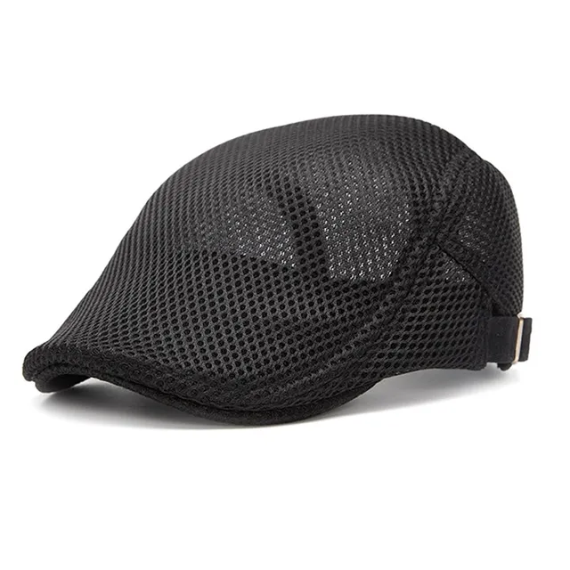 Lesov Summer Spring Mesh Men Women Beret Cap, Breathable Adjustable Peaked Visor Flat Hat Casual