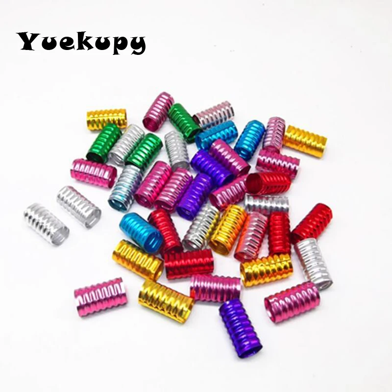 100pcs Mixed Color Dreadlock Beads Spring Shape Adjustable Hair Braid Cuff Clip 8mm Hole Aluminium Alloy Tube Lock Styling Tool | Красота и