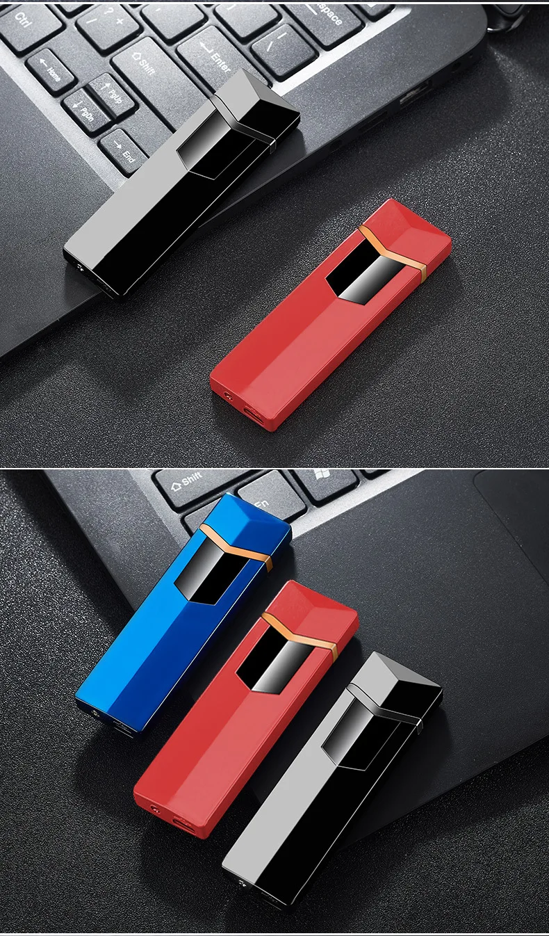 Сенсорный двухсторонний прикуриватель Портативный USB ультра-тонкий полоса зарядки зажигалка электрическая зажигалка