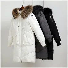Fashionable luxury Women's winter down jacket loose thick warm Raccoon Fur large fur collar decorated Women's Winter Coat bosideng large raccoon fur collar fur winter slim medium long thick down coat female duck down jacket warm dark red b1401164z