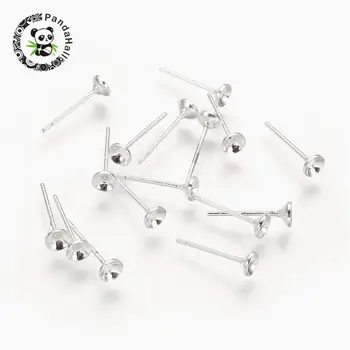

Brass Ear Stud Components, Silver Color, 13x4mm; Pin: 0.5mm