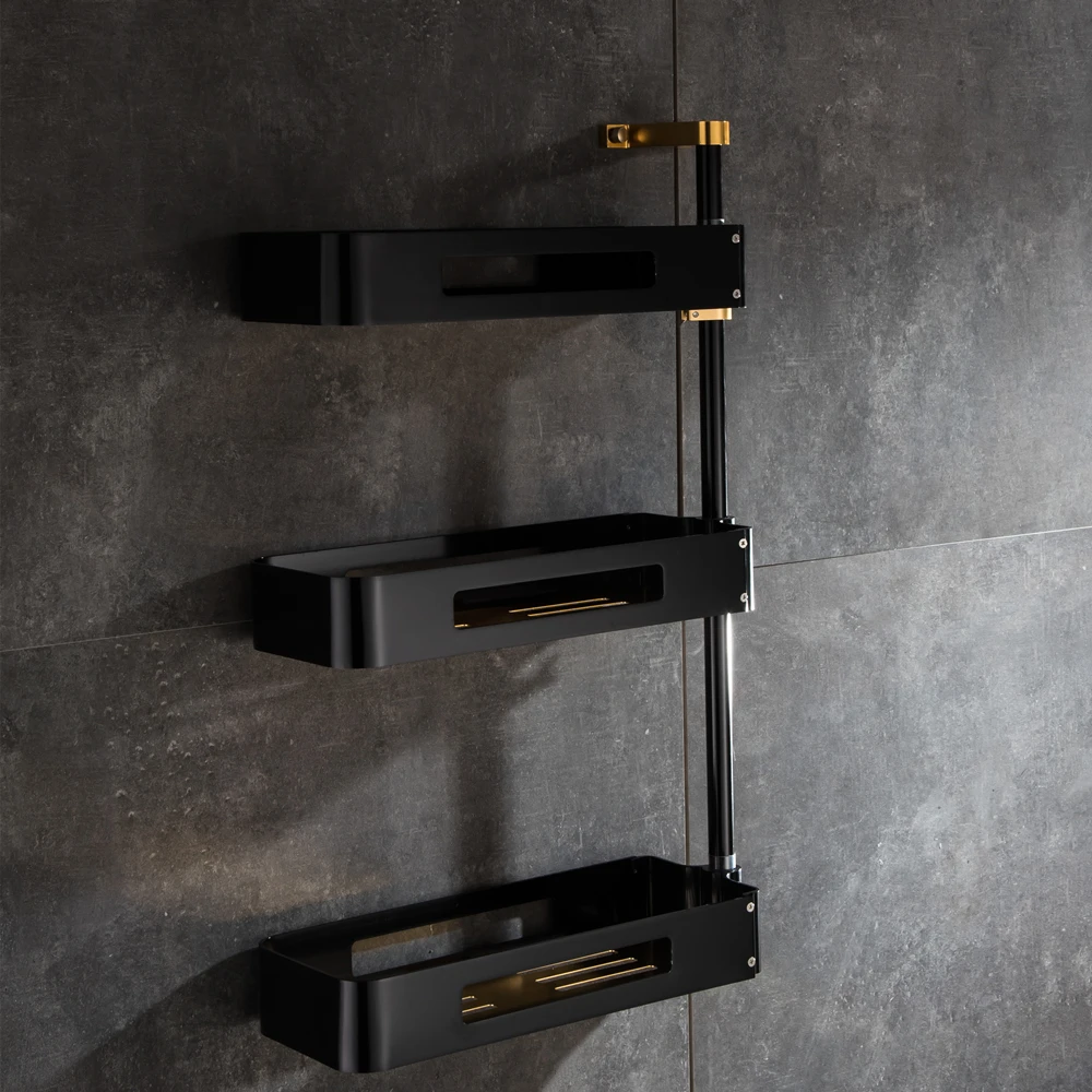3Luxury Rotate Kitchen Shelves Bathroom Shelves Multi Function 2-3 Tier Bathroom Shelves Cosmetic Shelves Shampoo Towel Rack Mci8