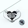 Cartoon Badges Letter YOU'RE NEVER ALONE IF YOU HAVE DEMONS Brooches For Women Ghost Heart Pins Jewelry Enamel Pin Accessories ► Photo 3/6