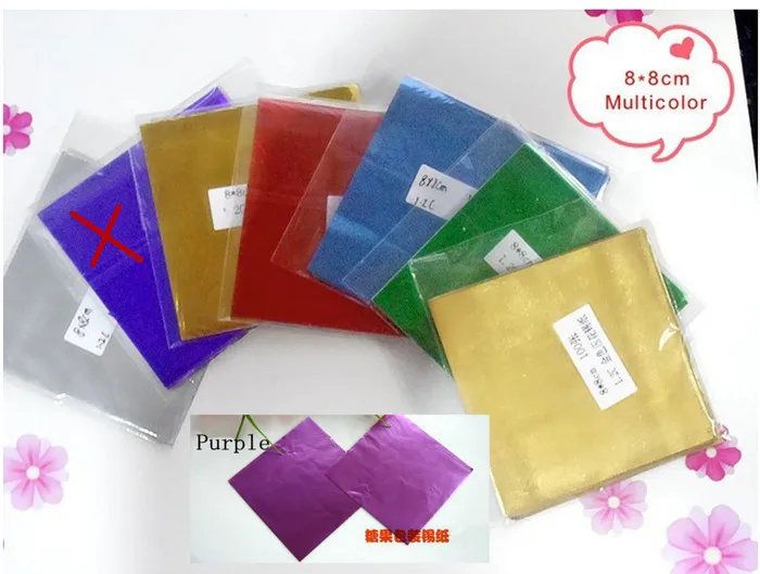 8 cm * 8 cm multicolored colorful aluminum foil wrapper,printing tin