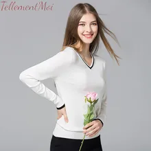 2019 Spring Autumn Knitted Pullovers Long Sleeve V Neck Sweaters Contrast Slim Crop Sweater Thin Knit Jumpers Shirt Tops