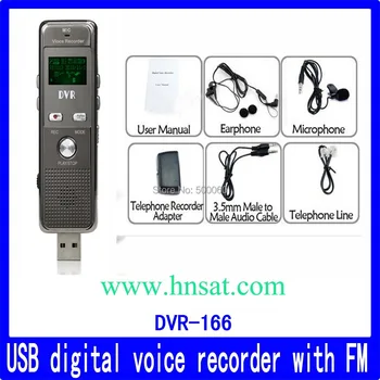 

High quality rechargeable metal usb flash drive retractable voice recorder DVR-166 with FM radio function