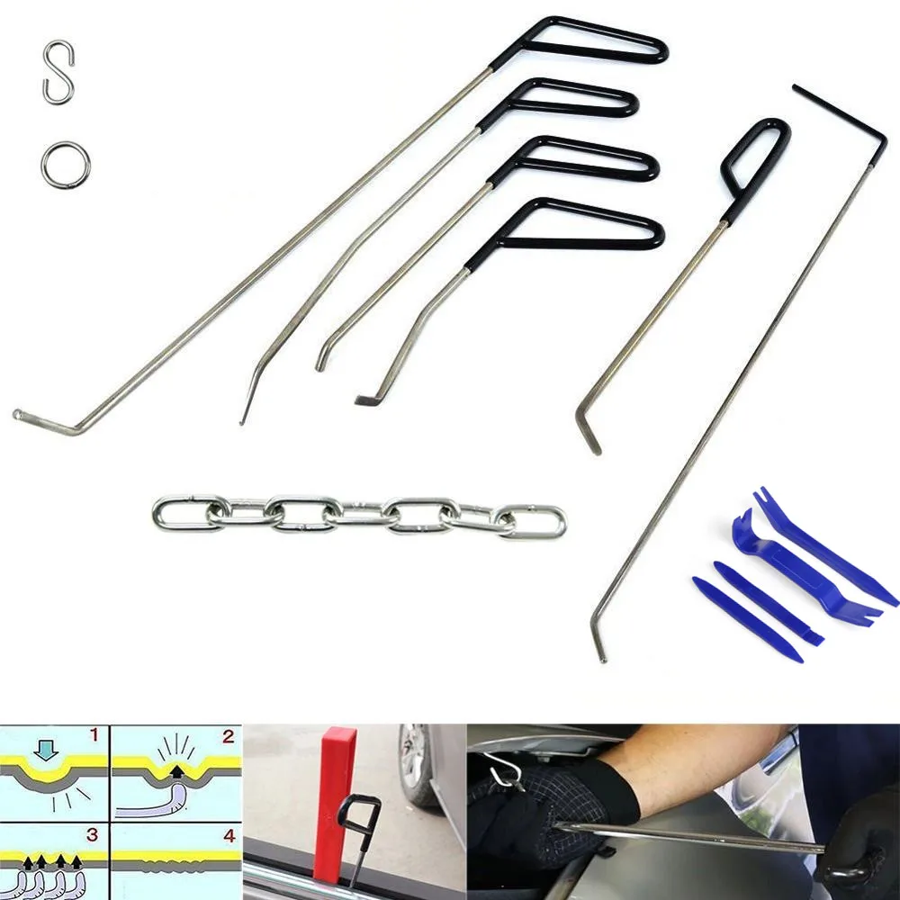 

FURUIX PDR tools Rod Set Paintless Dent Repair Tools 4 pcs Auto Door Trim Panel Removal Tool Car Dent Remover Car Ding Repair