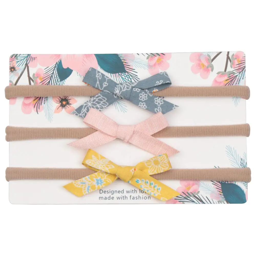 

3 Pcs/set Fashion Solid Nylon Elastic Headband Dot Flower Printed Hairband Striped Grosgrain Headbands For Baby Hair Accessories