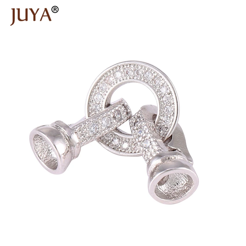 

25mm*11mm mirco pave CZ double Fold Over Clasps Connector end caps Components Fit For DIY Gem stone Pearls Necklace Bracelets