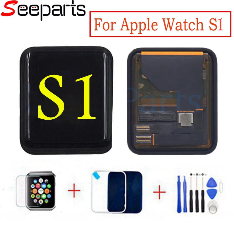 Дешево Для Apple Watch Series 1 ЖК 42 мм ЖК дисплей сенсорный экран дигитайзер Замена для Apple Watch Series 38 мм ЖК + закаленное стекло