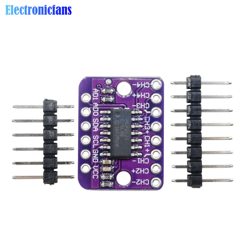 MCP3424 цифровой I2C АЦП 4 канала модуль преобразования для Raspberry Pi для Arduino 2,7-5,5 V Программируемый коэффициент усиления модуль усиления