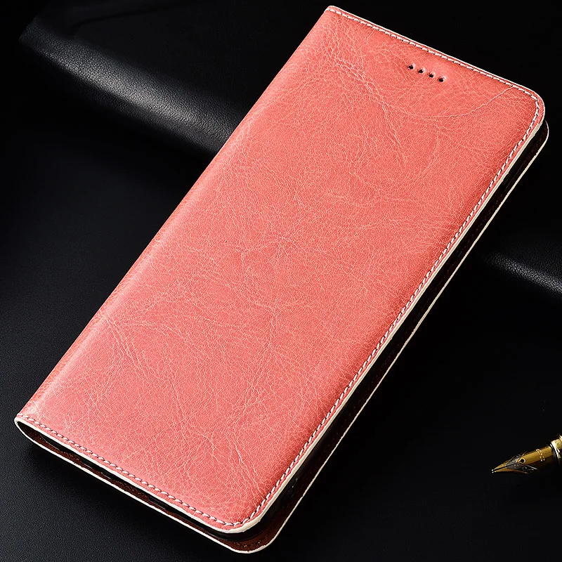 Розовый Чехол из натуральной коровьей кожи для Meizu Pro 5 6 7 Pro5 Pro6 Pro6S Pro7 Plus, Магнитный чехол с подставкой и откидной крышкой для телефона - Цвет: Розовый