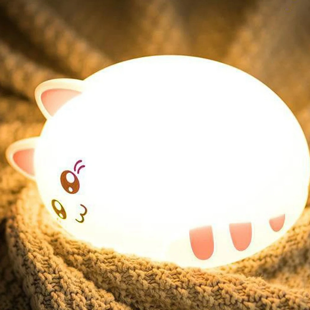 Светодиодный ночник милый, с кошками, животными USB зарядка силиконовый мягкий мультфильм Детские Лампа Спальня детский ночник детский