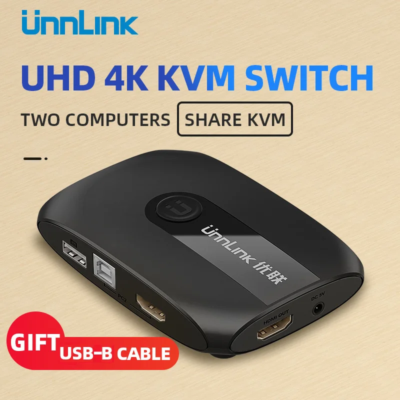 Unnlink 2 порта HDMI KVM переключатель UHD4K@ 30 Гц 1080P@ 60 Гц USB2.0 общий монитор принтер клавиатура мышь для 2 компьютеров ноутбуки ps4