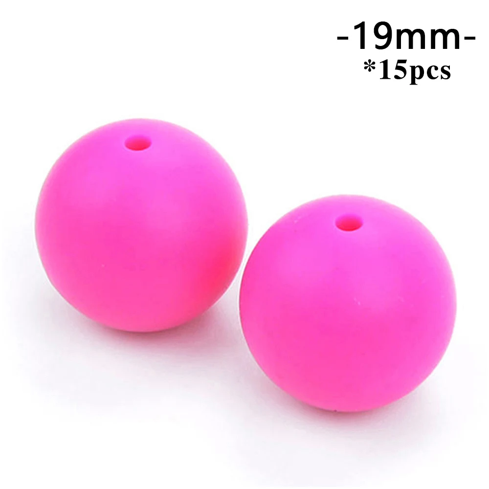 violet red LOFCA силиконовые бусины 19 мм Жемчуг 15 шт. Прорезыватель детский мяч Прорезыватель ожерелье уход за полостью рта мама ребенок игрушка держатель - Цвет: violet red