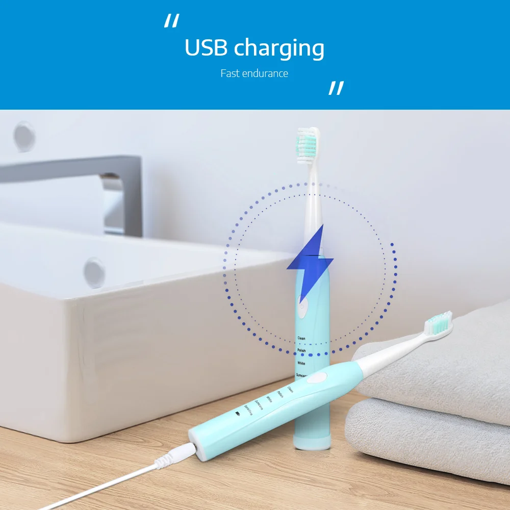 Usb зарядка Водонепроницаемая Интеллектуальная электрическая зубная щетка пятискоростной режим очистки с 4 сменными головками зубная щетка