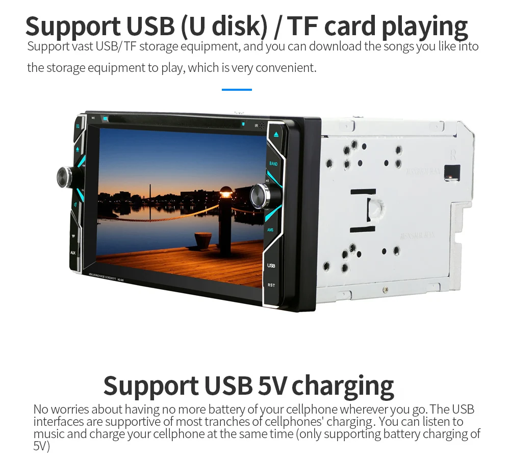 Flash Deal HG040 2 Din 6.95 inch Bluetooth Car Stereo DVD Player for Toyota Supports Hands-free Call FM Radio Function 6