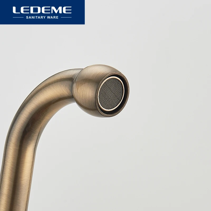 Billige LEDEME Europa Stil Becken Küche Wasserhahn Insgesamt Messing Bronze Fertig Swivel Badezimmer Wasserhahn Mischbatterie Waschbecken Tap 360 Grad L4019C