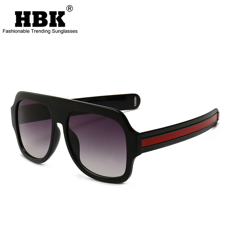 

HBK Ladies Square Sunglasses 2018 New Oversized Shades Luxury Brand Design Big Stripe Frame Sun Glasses Men Women UV400 Eyewear