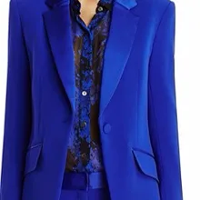 Осень-зима, Офисная Женская куртка на заказ, базовые элегантные женские офисные костюмы Королевского синего цвета, костюм на заказ из двух предметов