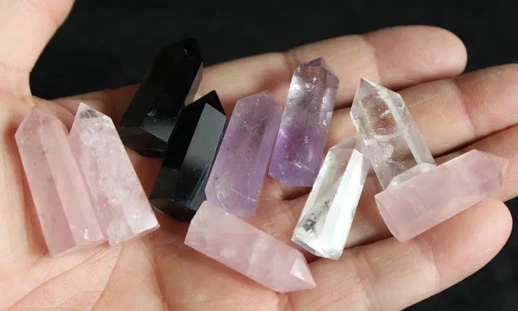 

10 Pieces Tiny Natural Rose Amethyst Obsidian Clear Quartz Crystal Points Healing.