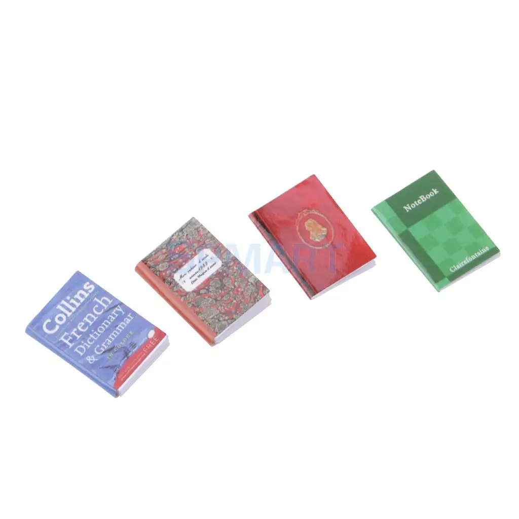 4x 1/12 Scale Dollhouse Miniature Handmade Notebooks Model for Dollhouse Desk Table Mini Scene Decoration Accessories