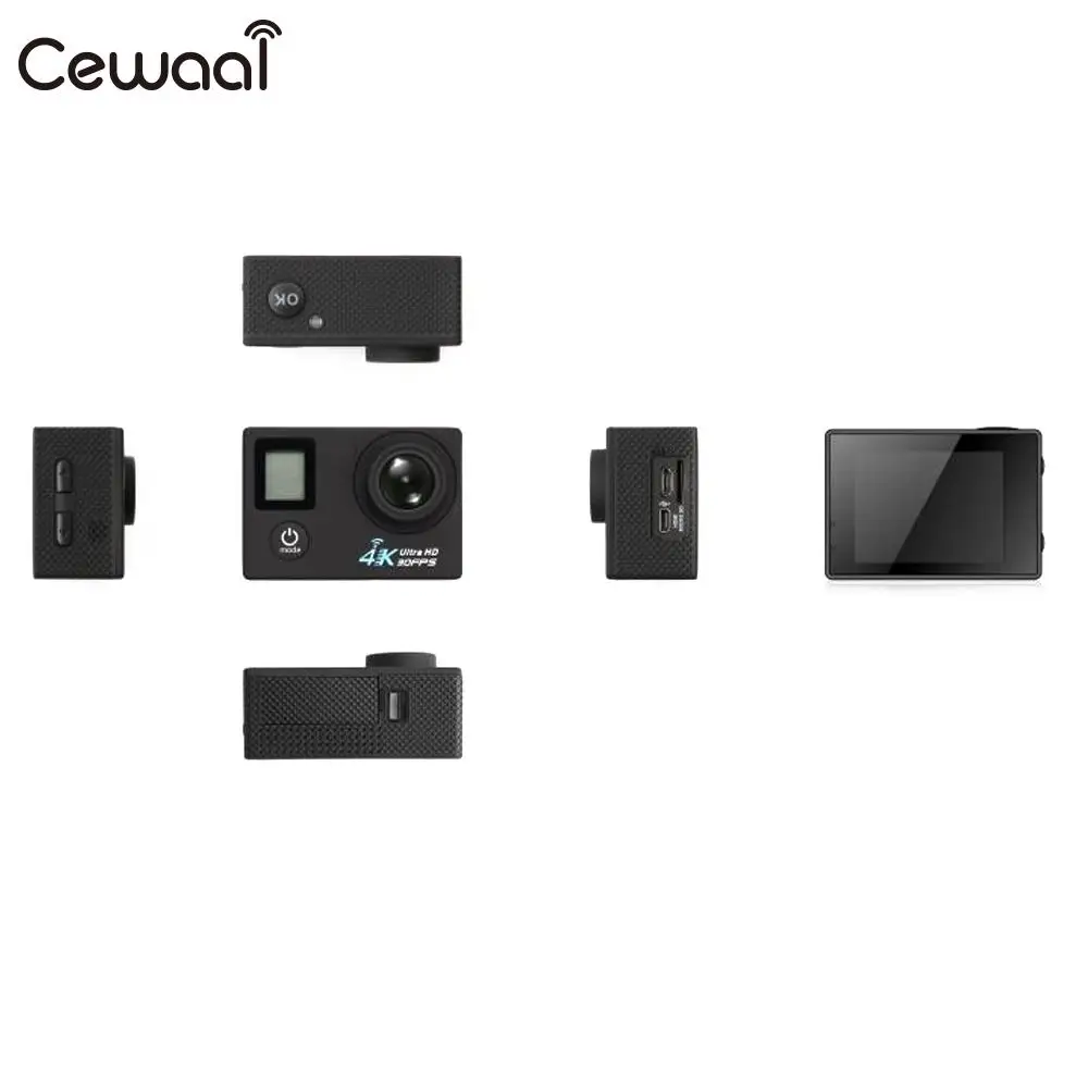 

Cewaal DC5V 1A 2.0 LCD Diving Ultra HD 4K 1080P Action Camera Recorder Ultra HD 4K 1080P Sports Camera Mini APP Remote