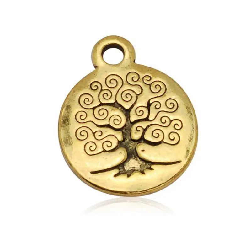 19*15.5mm Double Side Pattern Tree of Life Charm Pendant For Jewelry