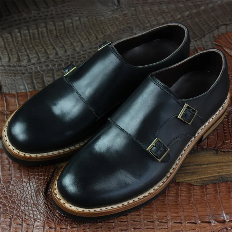 Sapatos Genuíno Made Em Maloneda Preto Alças Homens Custom Deslizamento Vestido Sapatas Como De Goodyear Com Monge Welted Seu Dos Pedido Couro Duplas A XZEEwq5xB