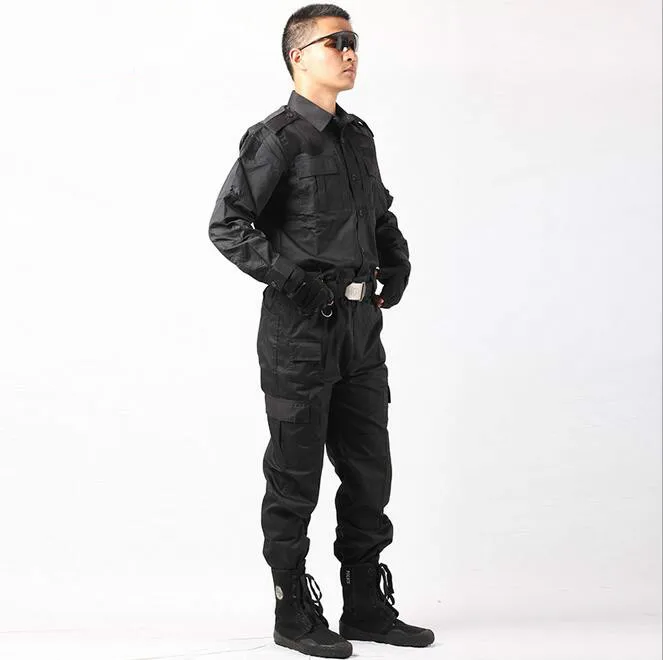 Военная Униформа тактическая армейская Одежда для безопасности черная боевая униформа CS Боевая куртка+ брюки