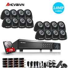 AHCVBIVN домашняя HD 16CH AHD 1080P DVR комплект CCTV видео система 8 шт 2.0MP наружная+ 8 шт купольная крытая камера безопасности Набор 16 каналов