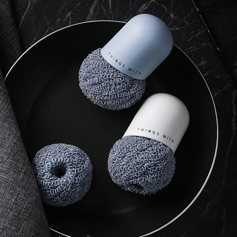 

Polyester Clean Ball with Kitchen Handle Clean Brush Does Not Hurt The Hand Kitchen Accessory Dish Washing Dish Cleaning Brush