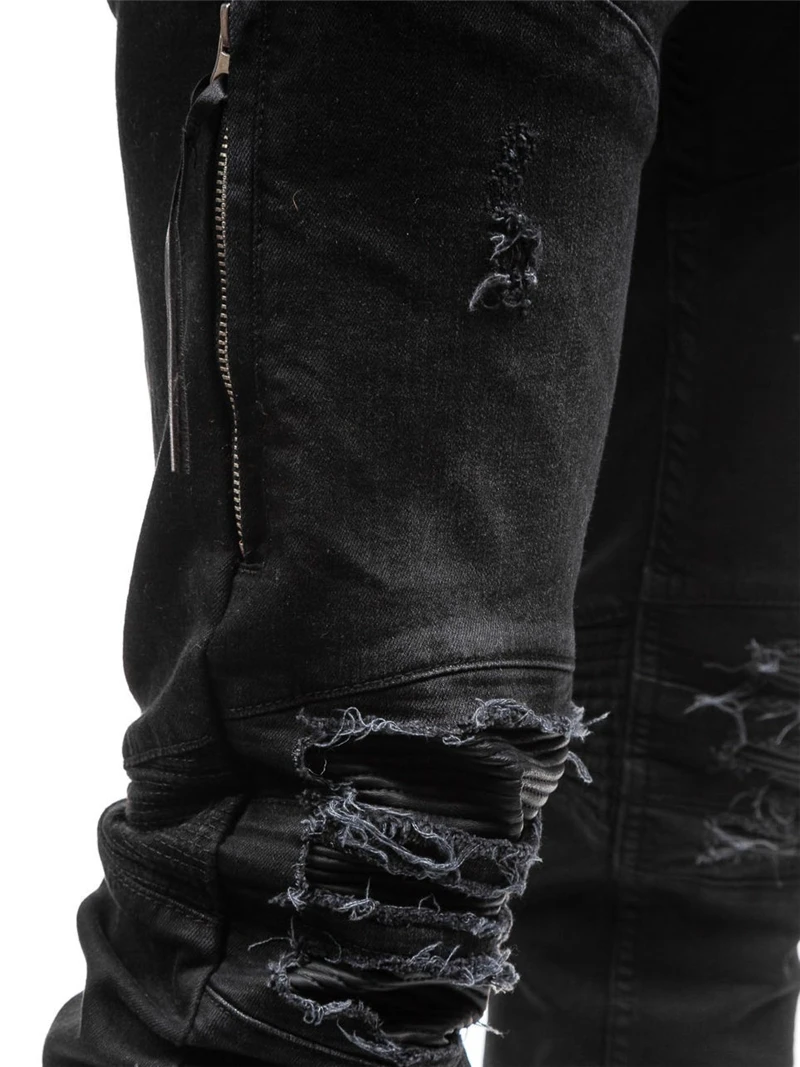 013 Men Holes Denim Ripped Jeans 