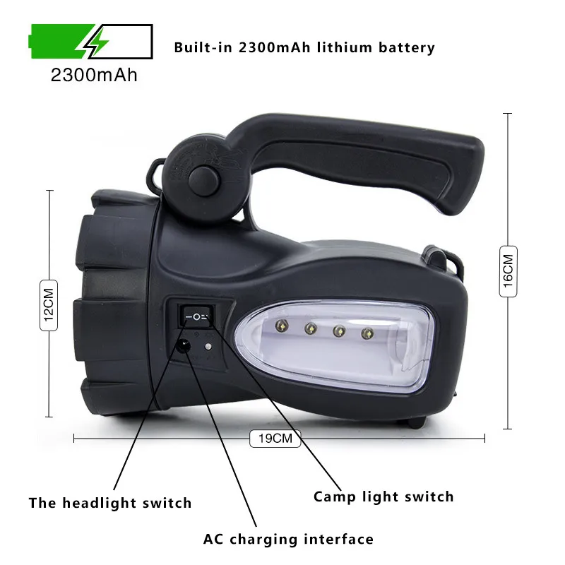 Портативные прожекторные фонарики фонарь светодиодный перезаряжаемый фонарь наружный/домашний дальний аварийный светильник Bulit-in battery