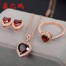 Серебро 925 пробы с натуральным гранатом, ювелирное изделие, кольцо, ожерелье, подвеска, серьги, цветные драгоценные камни