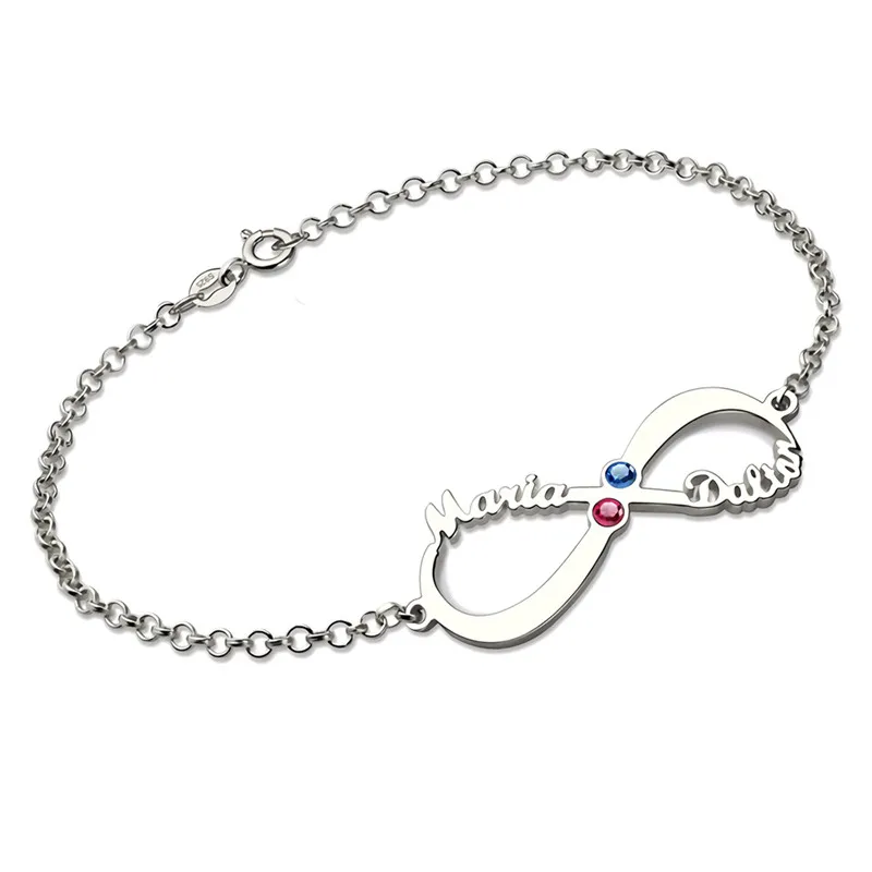 

Custom Jewelry Infinity Name Bracelet Femme Men Personalized 925 sliver Rose Gold Boho Birthstone Bracelet#ss40