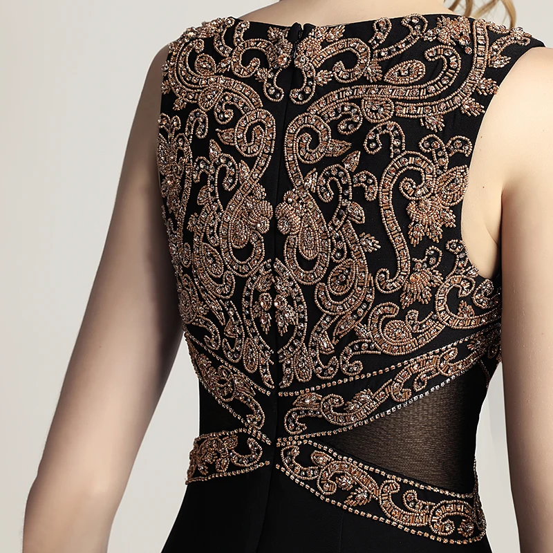 Elegant Women Black Evening Dresses Long Mermaid Sleeveless with Top Beading Prom Dress Zipper Back Formal Party Gowns OL444 Elegant Women Black Evening Dresses Long Mermaid Sleeveless with Top Beading Prom Dress Zipper Back Formal Party Gowns OL444
